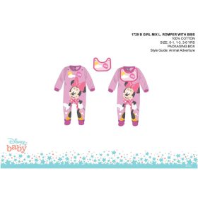   Disney Minnie egér baba rugdalózó előkével - világosrózsaszín-lila - 3-6 hónapos babának