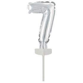Ezüst Silver 7-es szám fólia lufi tortára 13 cm