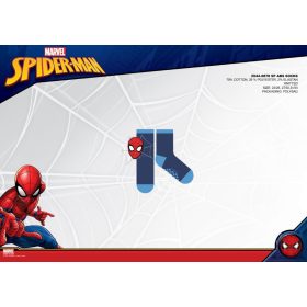   Pókember csúszásgátlós teliplüss bokazokni gyerekeknek - sötétkék-világoskék-piros - 23-26