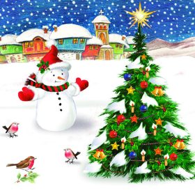 Karácsonyi Snowman & Tree szalvéta 20 db-os 33x33 cm