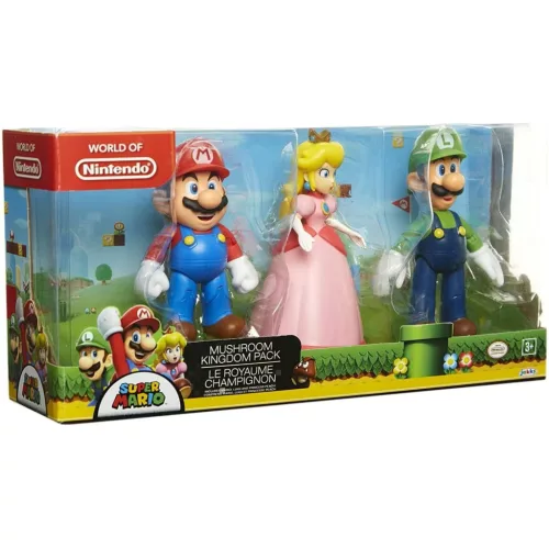 Nintendo Mushroom Kingdom akciófigura szett - Mario, Peach és Luigi (3 darabos)