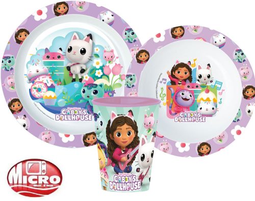 Gabi babaháza Kitty Magic étkészlet, micro műanyag szett, pohárral 260 ml 