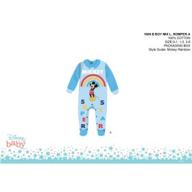   Disney Mickey egér baba rugdalózó - galléros - világoskék-világoskék - 1-3 hónapos babának