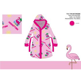   Flamingó mikroszálas kapucnis köntös gyerekeknek - világosrózsaszín - 98-104