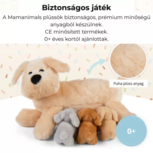 Mama kutya és kölykei plüss szett világosbarna Mamanimals