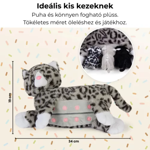 Mama cica és kölykei plüss szett szürke Mamanimals
