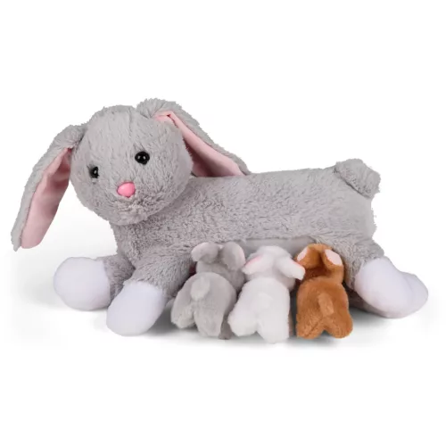 Mama nyuszi és kölykei plüss szett szürke Mamanimals