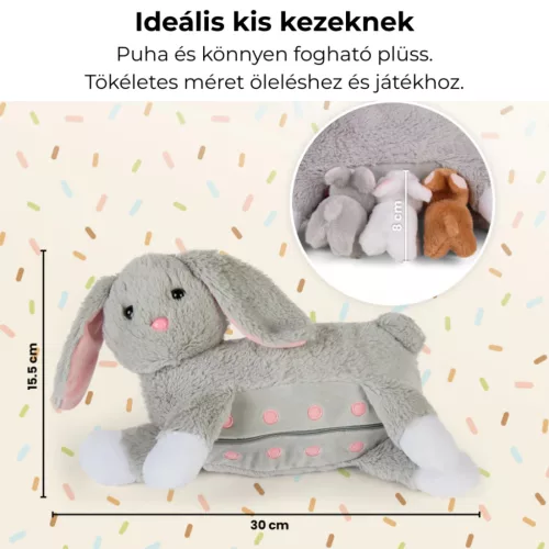 Mama nyuszi és kölykei plüss szett szürke Mamanimals
