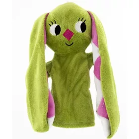 Kockásfülű nyúl plüssfigura báb 25 cm