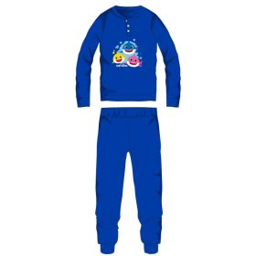   Baby Shark téli pamut gyerek pizsama - interlock pizsama - középkék - 104