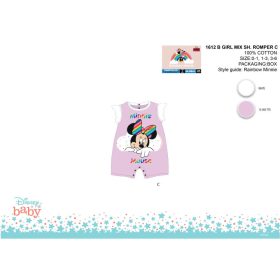   Disney Minnie egér nyári rövid ujjú baba rugdalózó - világoslila-fehér - 0-1 hónapos babának