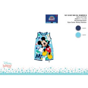   Disney Mickey egér nyári ujjatlan baba rugdalózó - világoskék-sötétkék - 0-1 hónapos babának
