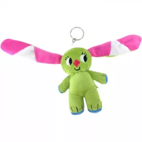 Kockásfülű nyúl álló kulcstartó plüssfigura - 9 cm