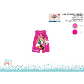   Disney Minnie egér nyári ujjatlan baba rugdalózó - szivárvány mintával - pink-rózsaszín - 0-1 hónapos babának