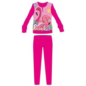   Flamingó téli vastag gyerek pizsama - pamut flanel pizsama - pink - 104