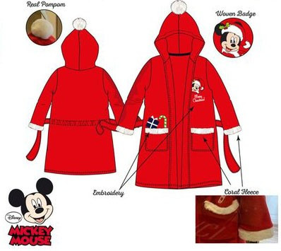 Disney Mickey Red Karácsonyi gyerek köntös 8 év / 128 cm
