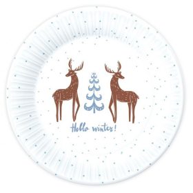 Karácsonyi Hello Winter White papírtányér 6 db-os 18 cm