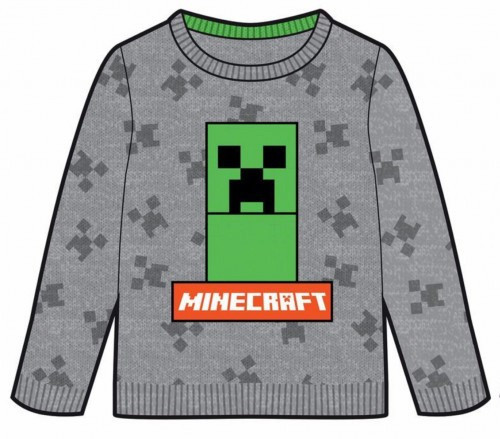 Minecraft Grey gyerek kötött pulóver 12 év / 152 cm
