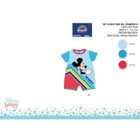  Disney Mickey egér nyári rövid ujjú baba rugdalózó - világoskék-piros - 0-1 hónapos babának