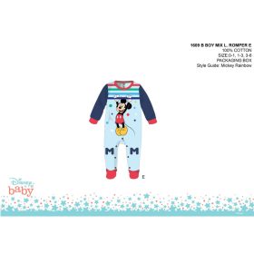   Disney Mickey egér baba rugdalózó - világoskék-piros - 1-3 hónapos babának