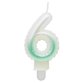 Fehér-Zöld 6-os Ombre számgyertya, tortagyertya