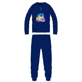   Baby Shark téli pamut gyerek pizsama - interlock pizsama - sötétkék - 116