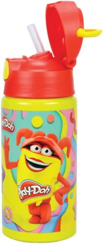 Play-Doh Happy alumínium szívószálas kulacs akasztóval 500 ml