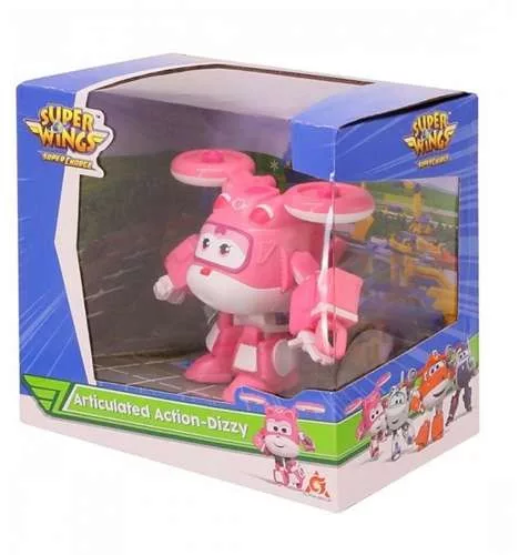 Alpha Group figura, Super Wings, Dizzy Helikopter, mozgó elemekkel, fehér / rózsaszín, 8 cm