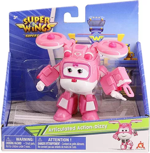 Alpha Group figura, Super Wings, Dizzy Helikopter, mozgó elemekkel, fehér / rózsaszín, 8 cm