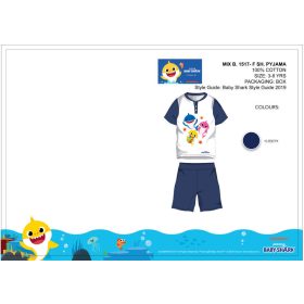   Baby Shark nyári rövid ujjú gyerek pizsama - pamut pizsama - sötétkék - 98