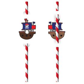 Kalóz Ship papír szívószál, 8 db-os szett