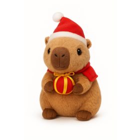 Karácsonyi Capybara plüssfigura 25cm - Vajszínű