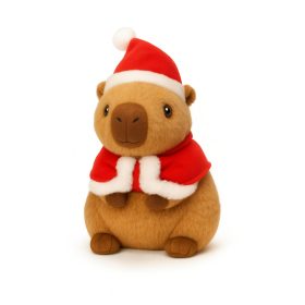 Karácsonyi Capybara plüssfigura 25cm - Világos barna