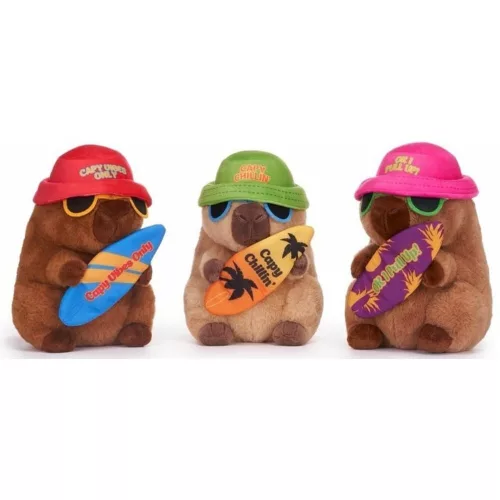 Capybara plüssfigura szörfdeszkával 22 cm - Vajszínű