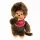 Moncsicsi plüssfigura fiú előkével pirosbarna 20 cm