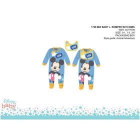   Disney Mickey egér baba rugdalózó előkével - világoskék - 3-6 hónapos babának