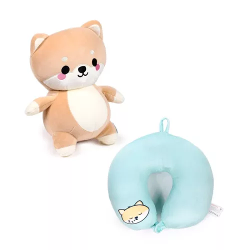 2 az 1-ben Kifordítható Utazópárna & Plüss Figura - Shuggs, a Shiba Inu Kutya