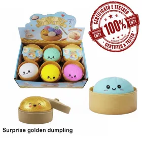Squishy Ravioli Dumpling 8,5 cm meglepetés Glitter Gold
