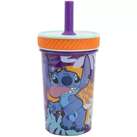   Stitch felboríthatatlan csúszásgátlós műanyag pohár szívószállal - 370ML