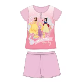   Disney Hercegnők nyári rövid ujjú gyerek pizsama - pamut jersey pizsama - világosrózsaszín - 104