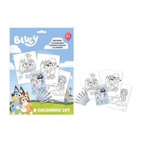 Bluey színező szett matricákkal és zsírkértákkal - A4