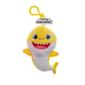 Baby Shark plüssfigura 8 cm karabinerrel - citromsárga