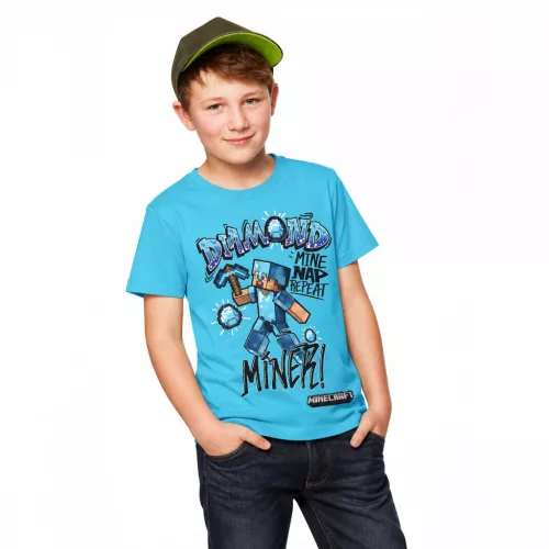 Minecraft Diamond Miner gyerek rövid póló, felső 8 év / 128 cm
