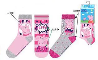 Peppa malac Sparkle Steps Grey gyerek zokni  31/34