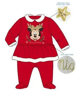 Disney Minnie Gold Bow Karácsonyi baba rugdalózó, pizsama 6 hó