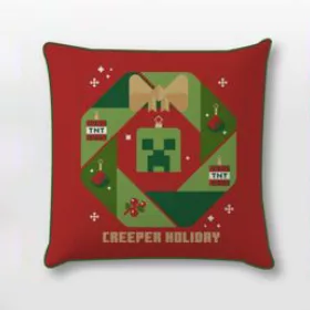   Minecraft Creeper Holiday Karácsonyi párnahuzat 40x40 cm Velúr