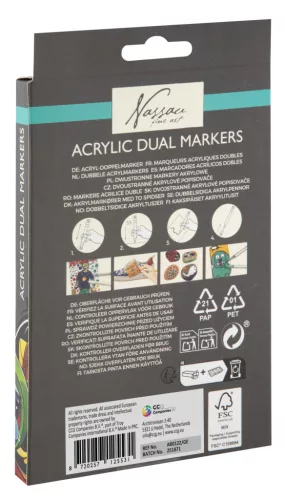 Színes Nassau akril kétvégű filctoll szett 6 db-os