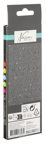 Színes Nassau kétvégű, kimosható textil filctoll 6 db-os