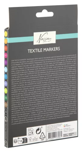 Színes Nassau kétvégű, kimosható textil filctoll 12 db-os