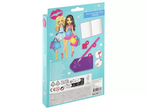 Lányos Besties Shopping gyémántszemes kemény fedeles jegyzetfüzet A5